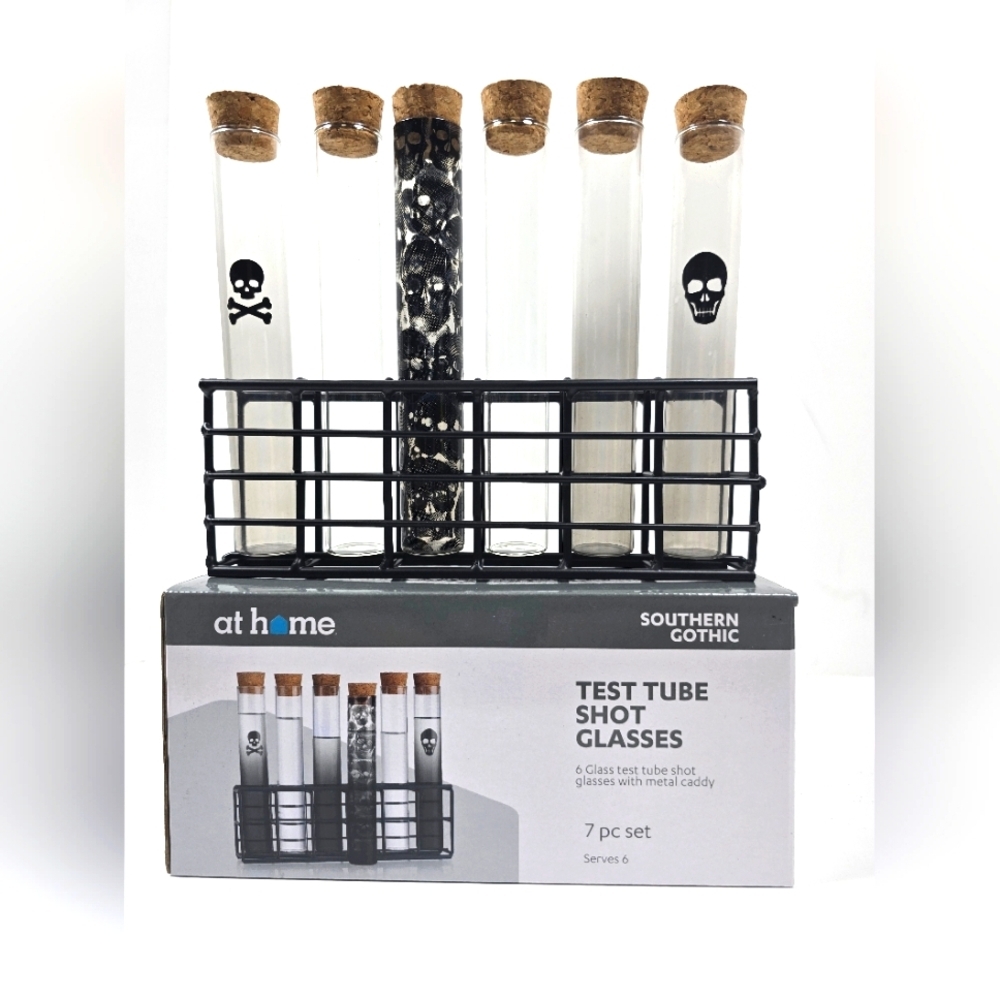 Southern Gothic test tube shot glasses 7 piece set nwt